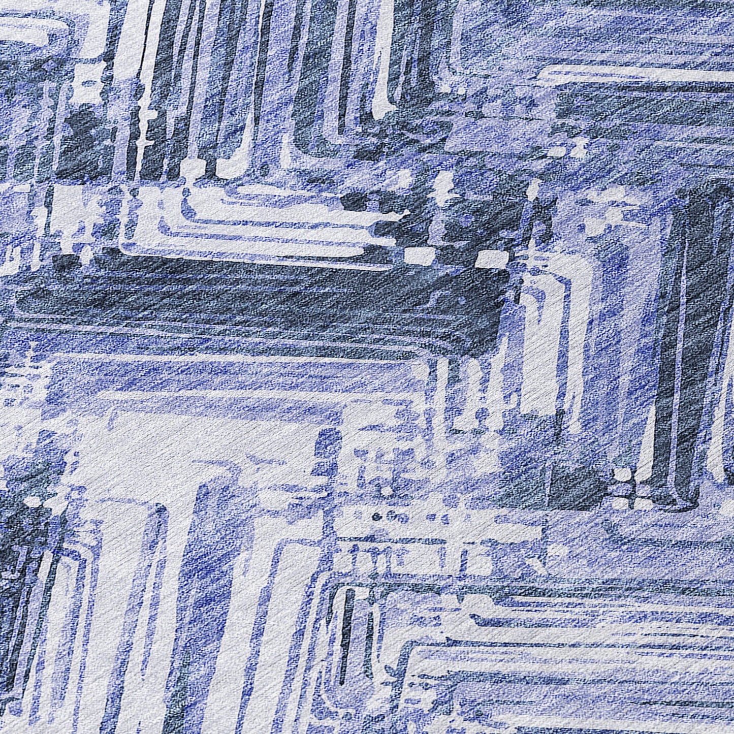 10' X 14' Navy Blue And Sky Blue Geometric Washable Indoor Outdoor Area Rug