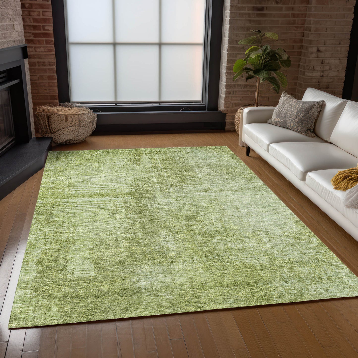 3' X 5' Sage And Green Abstract Washable Indoor Outdoor Area Rug