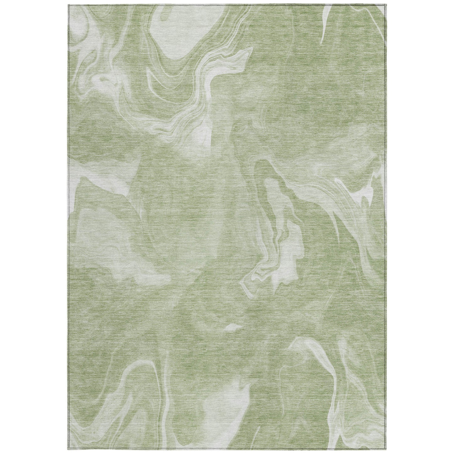 9' X 12' Artichoke Green Fern Green And Ivory Abstract Washable Indoor Outdoor Area Rug