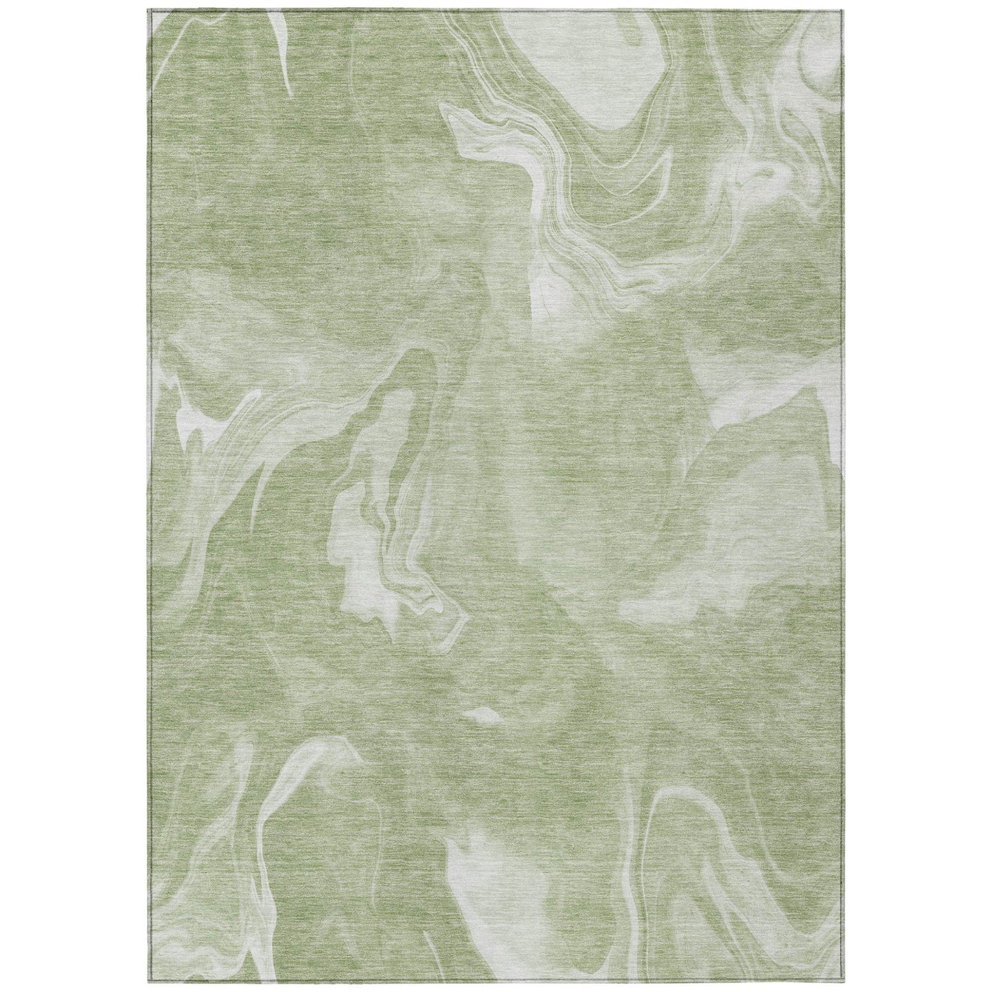 9' X 12' Artichoke Green Fern Green And Ivory Abstract Washable Indoor Outdoor Area Rug