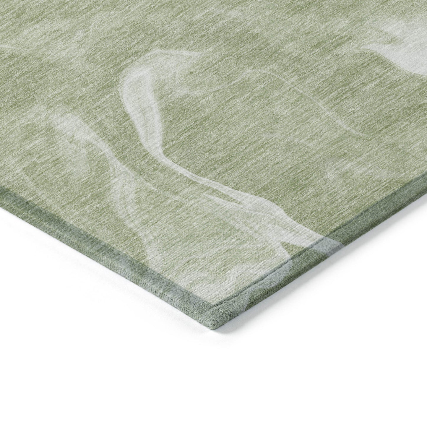 9' X 12' Artichoke Green Fern Green And Ivory Abstract Washable Indoor Outdoor Area Rug