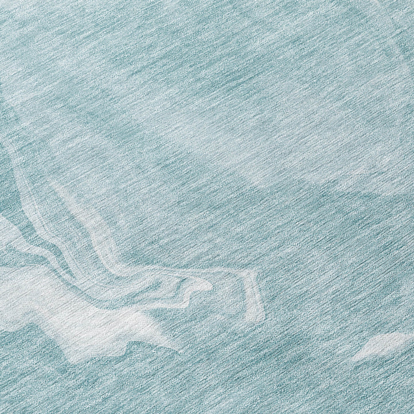 8' Teal Blue And Aqua Round Abstract Washable Indoor Outdoor Area Rug