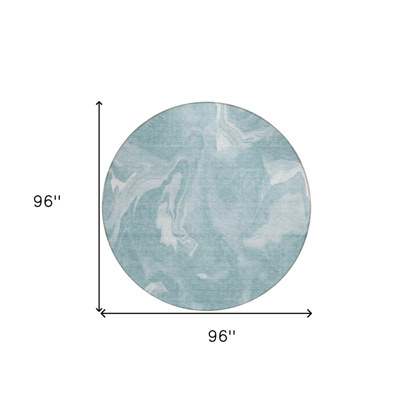 8' Teal Blue And Aqua Round Abstract Washable Indoor Outdoor Area Rug