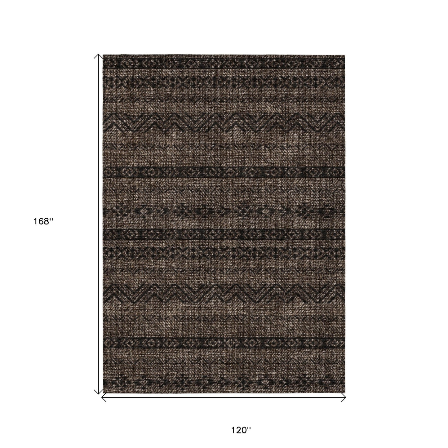 10' X 14' Chocolate And Brown Southwestern Washable Indoor Outdoor Area Rug