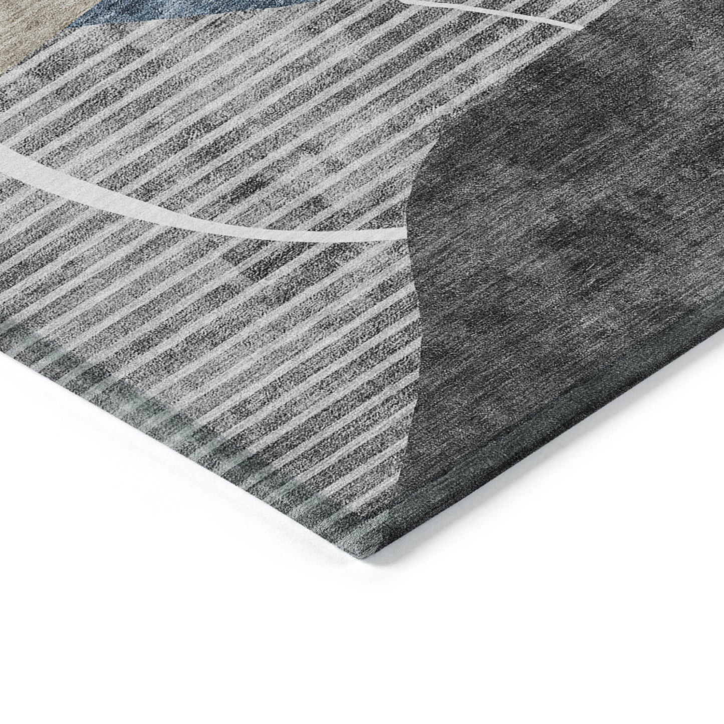 10' X 14' Blue Gray And Charcoal Abstract Washable Indoor Outdoor Area Rug