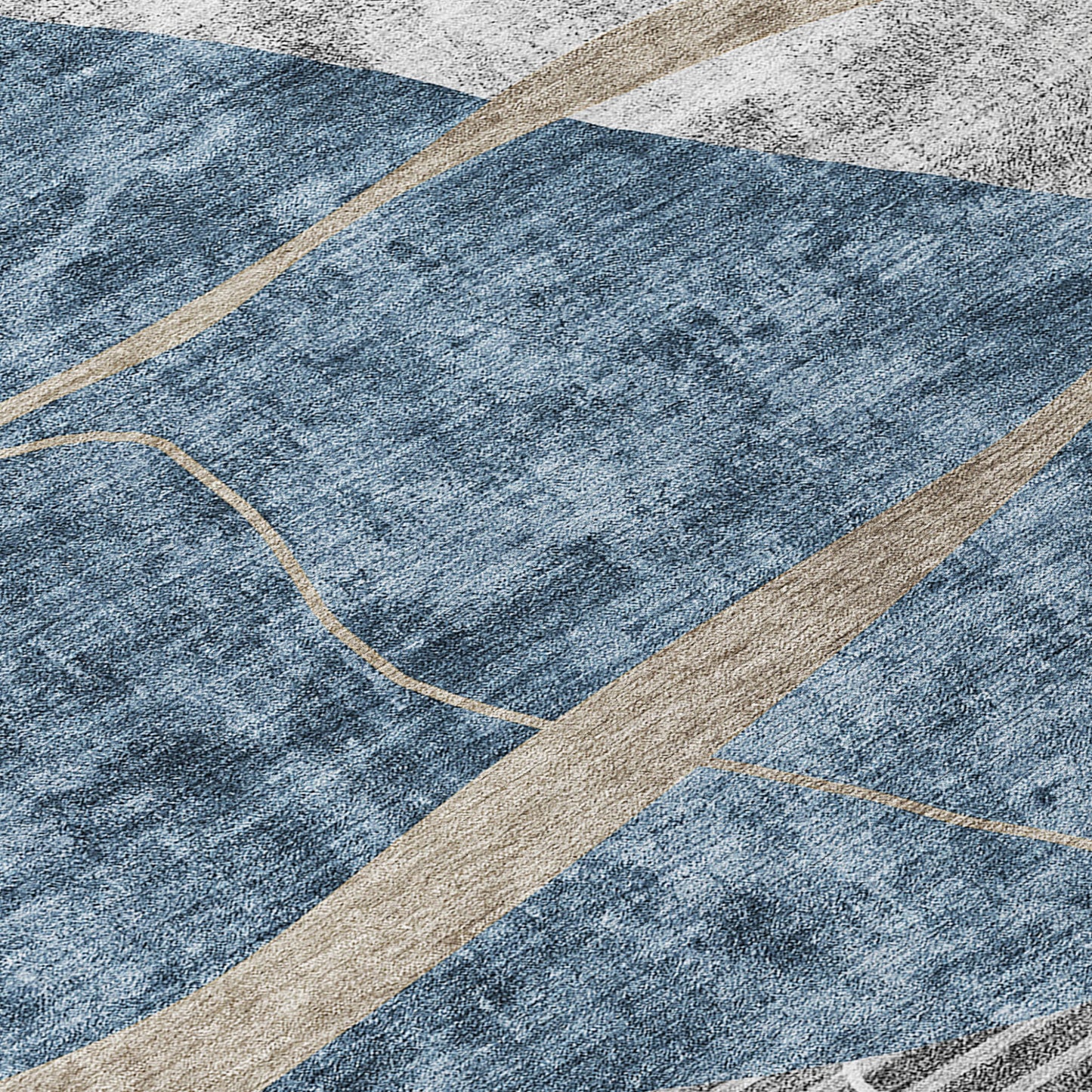 10' X 14' Blue Gray And Charcoal Abstract Washable Indoor Outdoor Area Rug