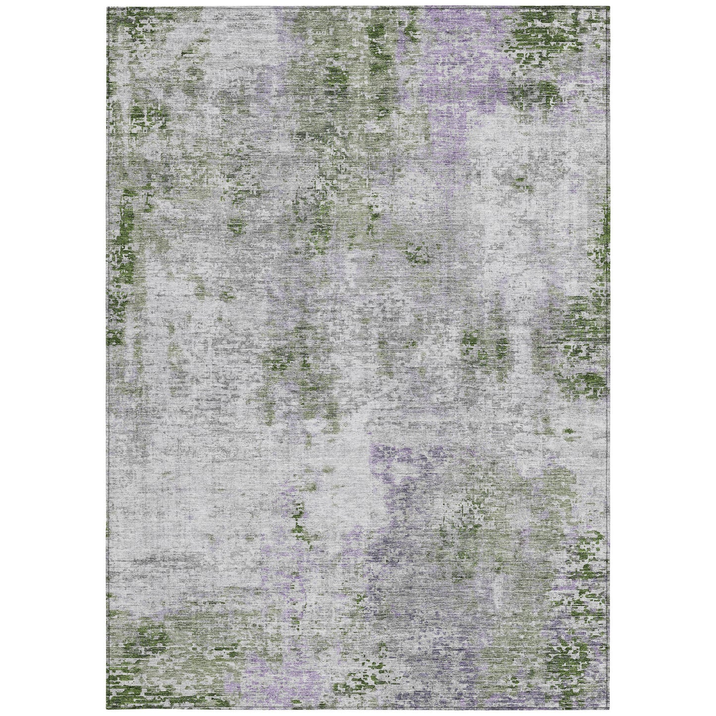 3' X 5' Olive Green And Gray Abstract Washable Indoor Outdoor Area Rug