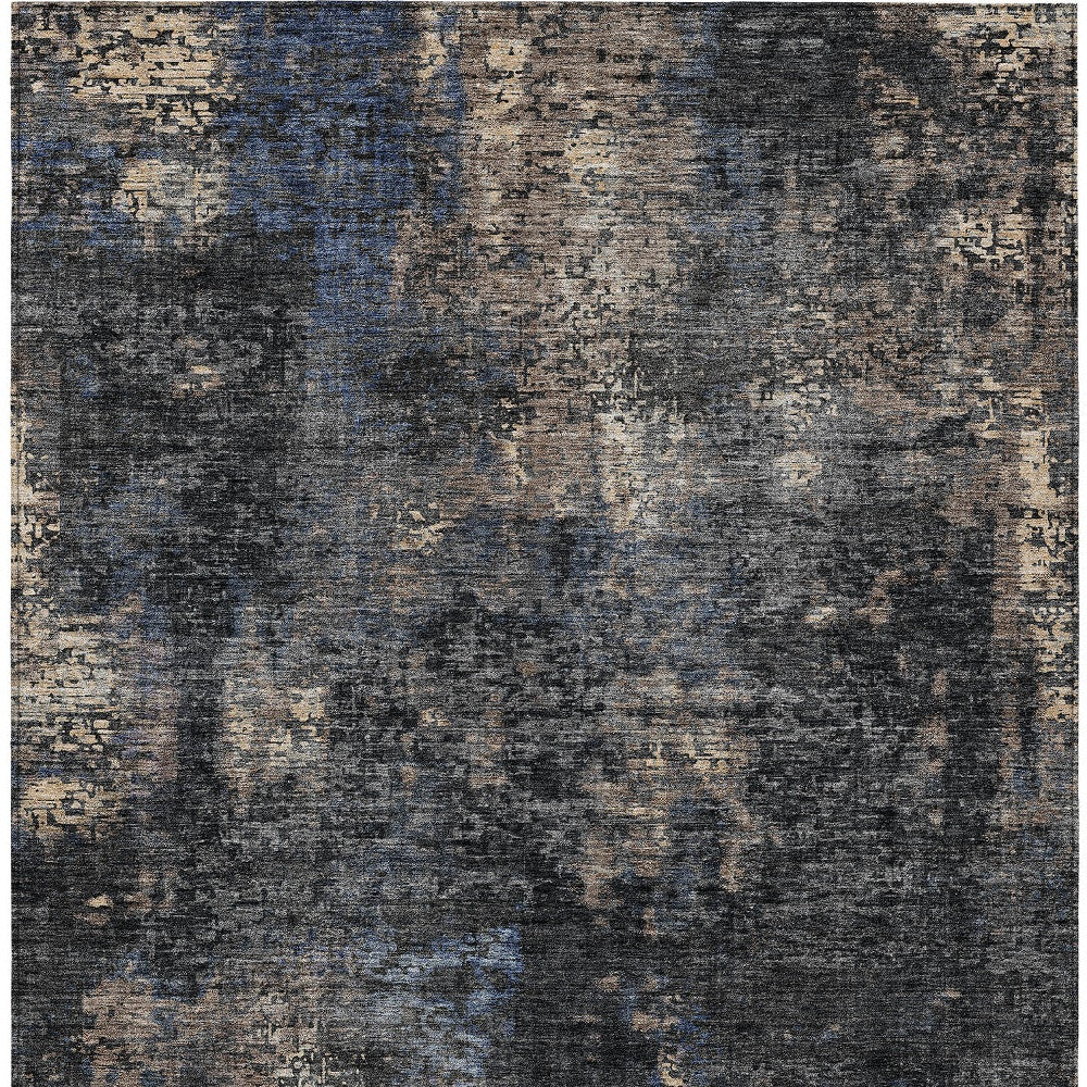 3' X 5' Charcoal Gray And Silver Abstract Washable Indoor Outdoor Area Rug